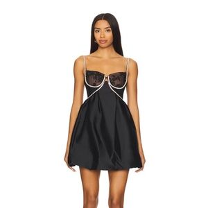 Self Portrait Lace & Diamanté Trimmed Minidress